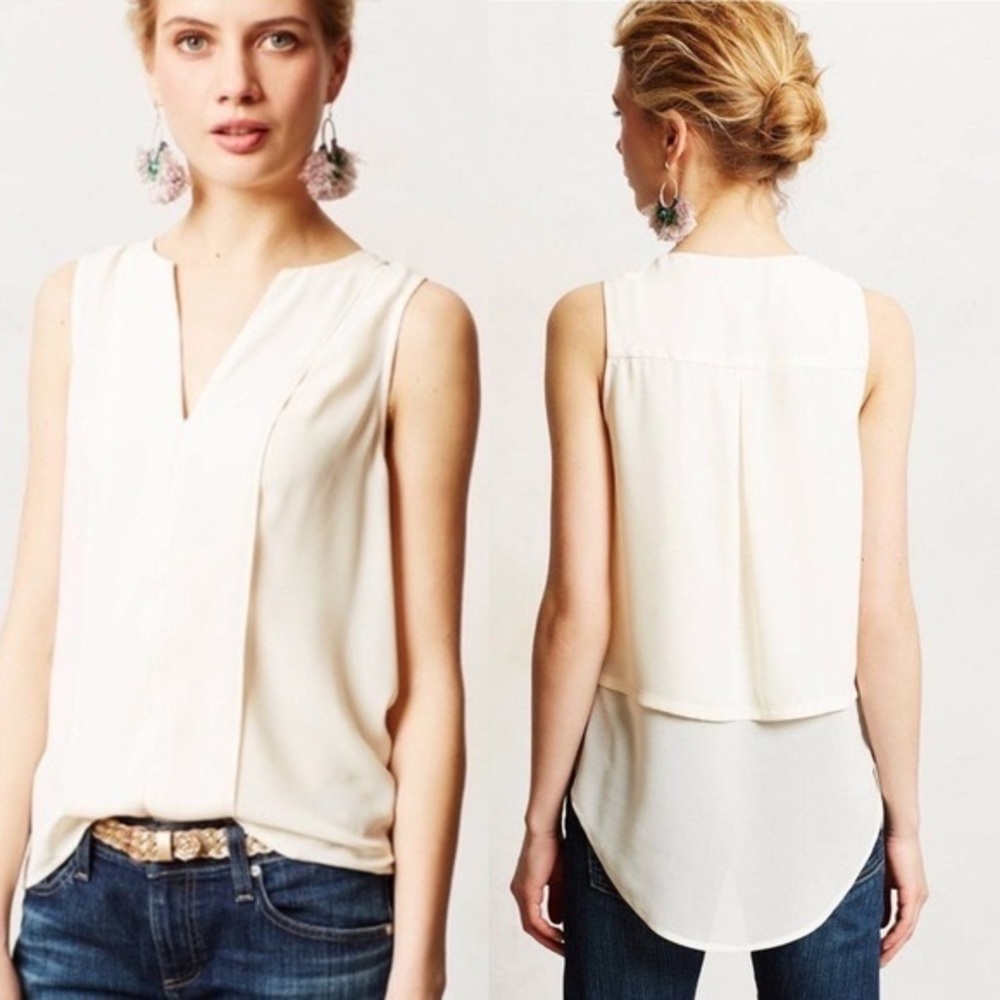 Anthro Maeve Chiffon Switchback Sleeveless Top